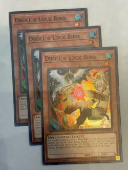 YUGIOH-3x- Droll & Lock Bird (Alt Art) - RA02-EN006 - Super Rare - (PLAYSET) - Image 1