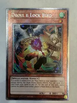 YUGIOH- Droll & Lock Bird (Alt Art) - RA02-EN006 - Platinum Secret Rare - 1st Ed - Image 1