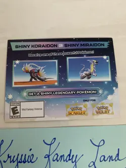 Pokemon Shiny Koraidon Or Shiny Miraidon Code Card Nintendo Switch Unscratched ! - Image 1