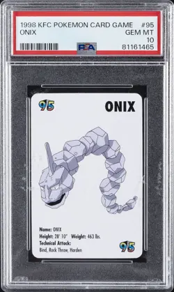 1998 KFC POKEMON CARD GAME #95 ONIX PSA 10 - Image 1