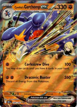 Cynthia's Garchomp ex 104/182 Destined Rivals Holo Pokemon Card - Image 1