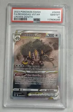 2023 POKEMON SWORD & SHIELD CROWN ZENITH #GG55 FULL ART/REGIGIGAS VSTAR PSA 10 - Image 1