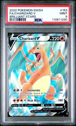 2022 POKEMON SWORD & SHIELD BRILLIANT STARS #153 FULL ART/CHARIZARD V PSA 9 - Image 1
