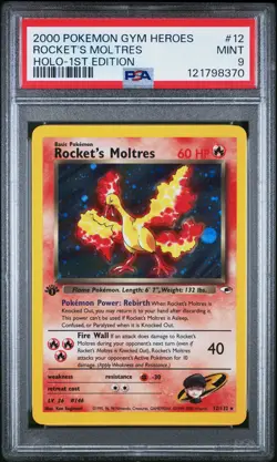 2000 POKEMON GYM HEROES HOLO-1ST ED #12 ROCKET'S MOLTRES PSA 9 - Image 1