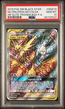 2019 POKEMON SM BLACK STAR PROMO FULL ART/MOLTRES & ZAPDOS & ARTICUNO GX PSA 10 - Image 1