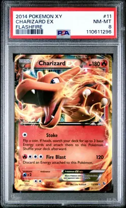 2014 POKEMON XY FLASHFIRE #11 CHARIZARD EX PSA 8 - Image 1