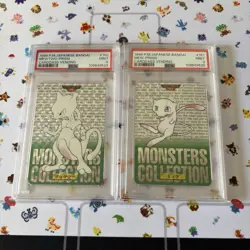 Pokemon Carddass Bandai Vending Mew Mewtwo Green Holo Sequential PSA 9 - Image 1