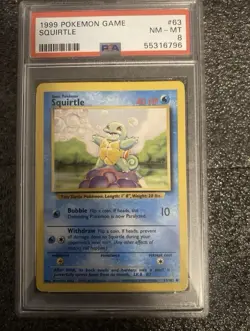 Pokemon 1999 Base Set Unlimited Squirtle PSA 8 - Image 1