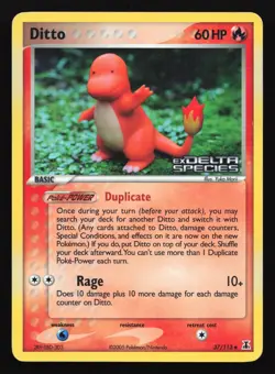Pokemon Ditto (Charmander) 37/113 EX Delta Species Stamped Reverse Holo HP - Image 1