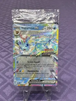 Pokemon TCG Vaporeon ex 023/131 Stamped SEALED Promo Prismatic Surprise Box - Image 1