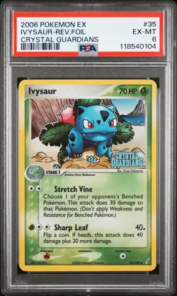 2006 POKEMON EX CRYSTAL GUARDIANS #35 IVYSAUR-REVERSE FOIL PSA 6 - Image 1