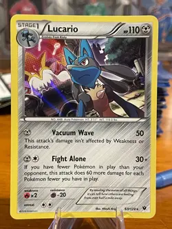 2016 Pokemon XY Fates Collide Lucario 63/124 Rare Holo Stage 1 MP - Image 1