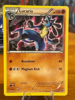2016 Pokemon XY Fates Collide Lucario 47/124 Rare Stage 1 MP - Image 1