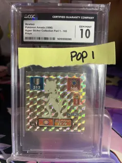 Pokemon Amada 1996 Mewtwo 185 Hyper Sticker Collection Part 1 CGC 10 - Image 1
