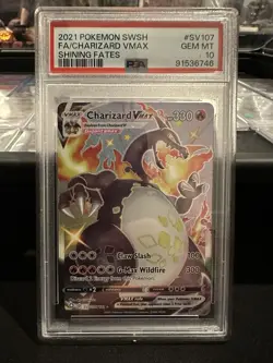 PSA 10 GEM MINT Charizard VMax Shining Fates SV107/SV122 Pokemon Card - Image 1