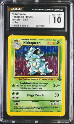 CGC 10 GEM MINT Nidoqueen Jungle 7/64 Holo 1999 Pokemon Card psa - Image 1