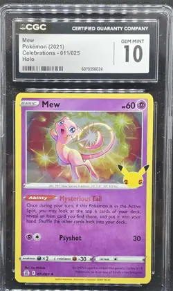 Pokemon Mew Celebrations Holo Rare #011 CGC 10 Gem Mint - Image 1