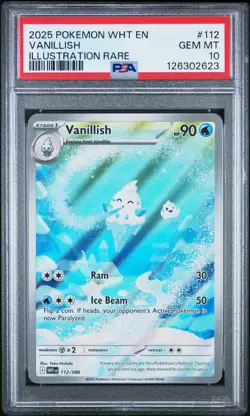 2025 POKEMON WHT EN-WHITE FLARE ILLUSTRATION RARE #112 VANILLISH PSA 10 - Image 1