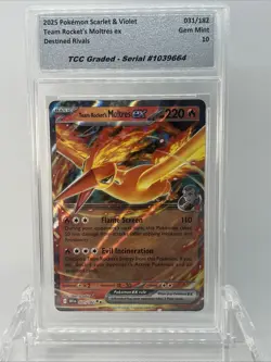 2025 Pokemon Destined Rivals Team Rocket’s Moltres ex TCC Graded Gem Mint 10 - Image 1