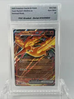 2025 Pokemon Destined Rivals Team Rocket’s Moltres ex TCC Graded Gem Mint 10 - Image 2