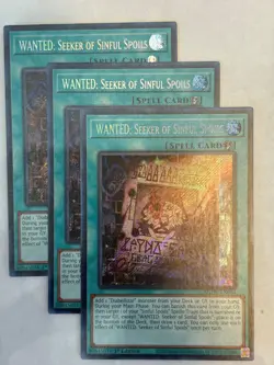 YUGIOH-3x- WANTED: Seeker of Sinful Spoils - AGOV-EN054 - Secret Rare (PLAYSET) - Image 1