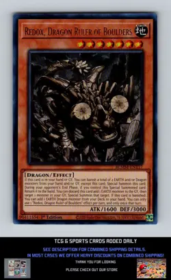 BOL Monster Mayhem Yugioh #BLMM-EN117 Redox, Dragon Ruler of Boulders NM+ - Image 1