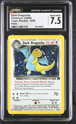 CGC 7.5 Dark Dragonite 2000 Team Rocket 5/82 Holo Pokemon Card - Image 1