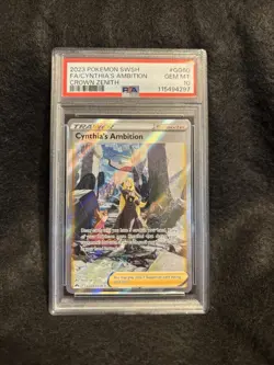 Cynthia's Ambition GG60/GG70 Crown Zenith Full Art Pokemon Card PSA 10 Gem Mint - Image 1