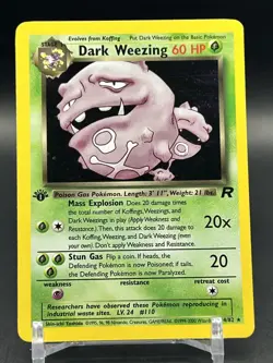 2000 Pokemon Dark Weezing 1st Edition Holo Team Rocket Rare #14/82 - Image 1