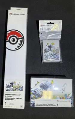 Pokemon TCG Great Wave Pikachu & Friends: Playmat, Deck Box & Sleeves - NEW - Image 1