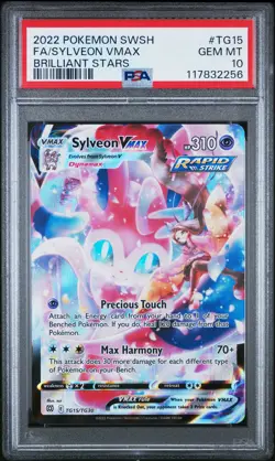 2022 POKEMON SWORD & SHIELD BRILLIANT STARS #TG15 FULL ART/SYLVEON VMAX PSA 10 - Image 1