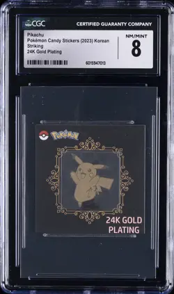 2023 POKEMON CANDY STICKERS KOREAN STRIKING 24K GOLD PLATING PIKACHU CGC 8 - Image 1