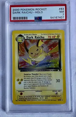 2000 POKEMON ROCKET #83 DARK RAICHU-HOLO PSA 7. NM - Image 1