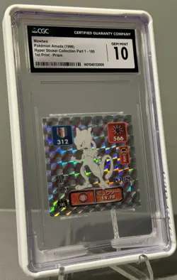 1996 Pokemon Amada Hyper Sticker Collection 1 Mewtwo PRISM 1st PRINT POP 2/0⬆ - Image 1