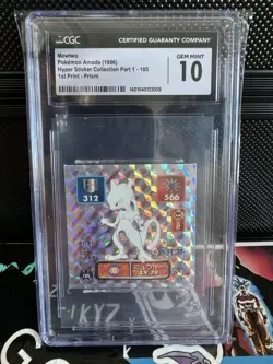 1996 Pokemon Amada Hyper Sticker Collection 1 Mewtwo PRISM 1st PRINT POP 2/0⬆ - Image 2