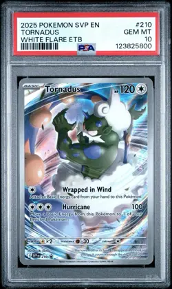 PSA 10 GEM TORNADUS #210 2025 POKEMON SVP EN WHITE FLARE ETB BLACK STAR PROMO - Image 1