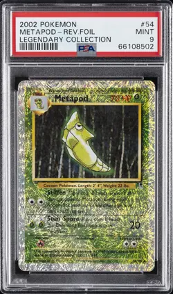 2002 POKEMON LEGENDARY COLLECTION #54 METAPOD-REVERSE FOIL PSA 9 - Image 1