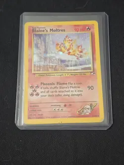 Blaine's Moltres 001/132 Gym Heroes Holo Heavy Played Pokemon TCG Wotc Vintage - Image 1