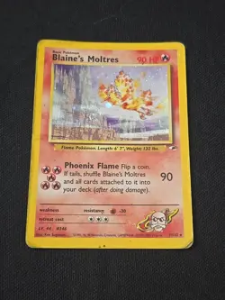 Blaine's Moltres 001/132 Gym Heroes Holo Heavy Played Pokemon TCG Wotc Vintage - Image 2