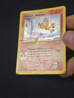 Blaine's Moltres 001/132 Gym Heroes Holo Heavy Played Pokemon TCG Wotc Vintage - Image 3