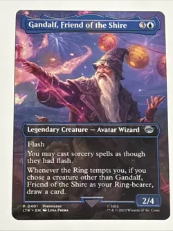 MTG Lord of the Rings Gandalf, Friend of the Shire Borderless 0401 NM - Image 1