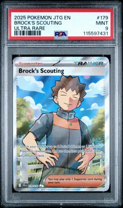 2025 POKEMON JTG EN-JOURNEY TOGETHER ULTRA RARE #179 BROCK'S SCOUTING PSA 9 - Image 1