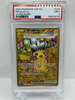 2025 POKEMON PRE EN-PRISMATIC EVOLUTIONS HYPER RARE #179 PIKACHU EX PSA 9 - Image 1