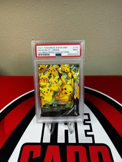 2021 POKEMON SWSH BLACK STAR PROMO CELEBRATIONS COLL #142 PIKACHU V-UNION PSA 9 - Image 1