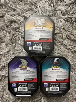 LOT OF 3 Pokemon TCG Triple Whammy Tin Set TYRANITAR SLAKING DARKRAI NEW SEALED! - Image 2