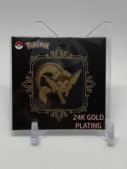 24k Gold Plated Pokemon Sticker Vaporeon Gradeable Officially Licensed! - Image 1