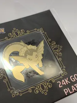 24k Gold Plated Pokemon Sticker Vaporeon Gradeable Officially Licensed! - Image 2