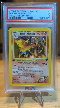 2000 Pokemon Blaine's Charizard Holo 1st Edition PSA 5 EX Card - Image 1