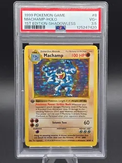 1999 POKEMON BASE SET 1ST EDITION-SHADOWLESS #8 MACHAMP-HOLO PSA 3.5 - Image 2