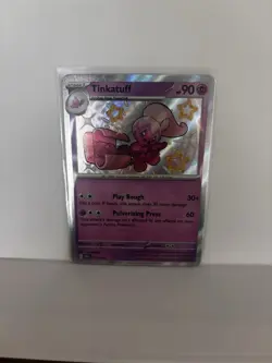 Pokemon TCG Paldean Fates Tinkatuff 166/091 Shiny Holo Rare Card - Image 1